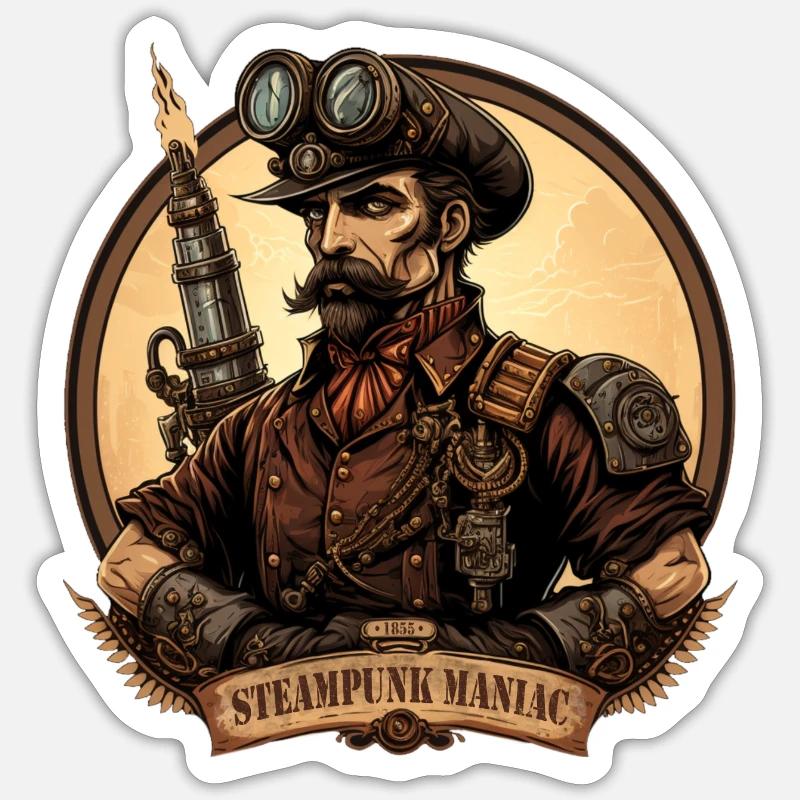 Mécanicien Steampunk - Sticker taille S (10 x 10 cm) - blanc mat