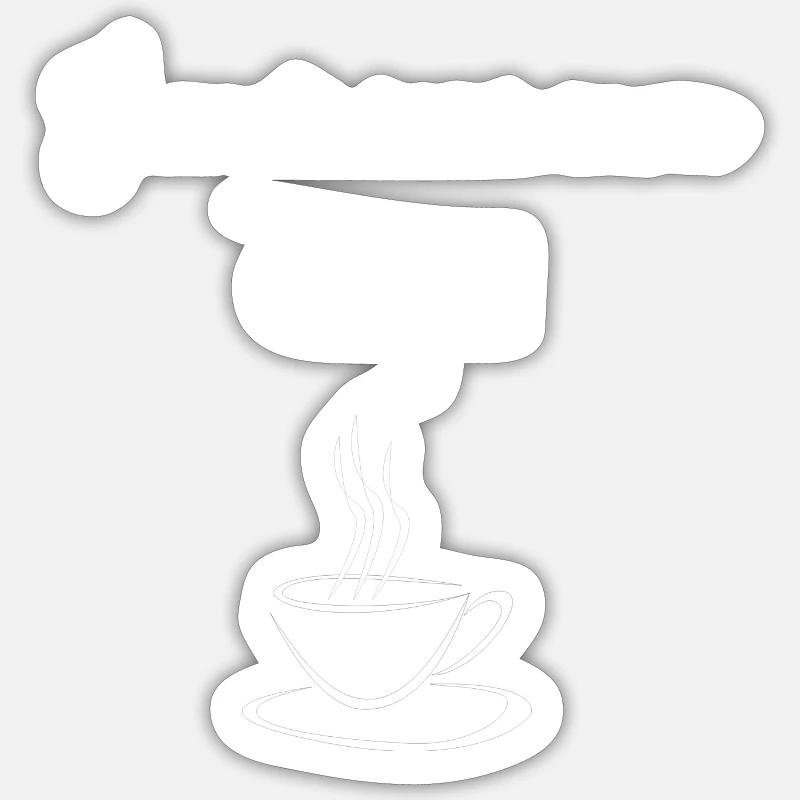 Jamais sans mon café - Sticker taille S (10 x 10 cm) - blanc mat