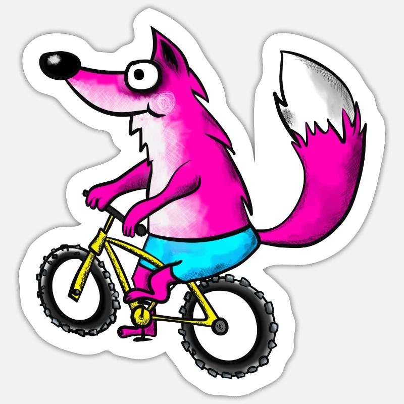 Fuchs mit MTB Pink Sticker Größe S (10 x 10 cm)