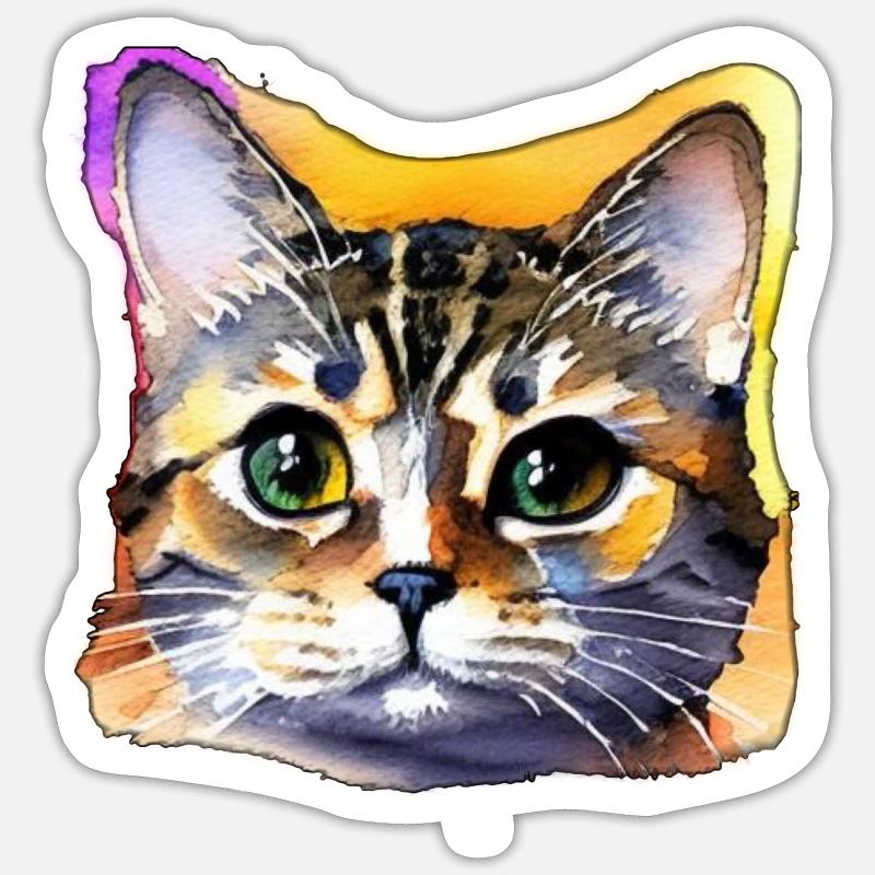 Cat Face 4 - Sticker size S (10 x 10 cm) - white matte