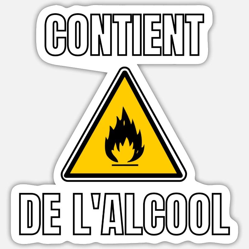 contient de l'alcool - Sticker taille S (10 x 10 cm) - blanc mat