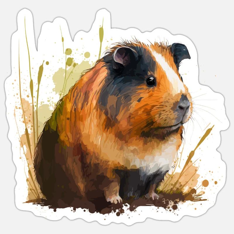 Cochon d’Inde Piggy - Sticker taille S (10 x 10 cm) - blanc mat