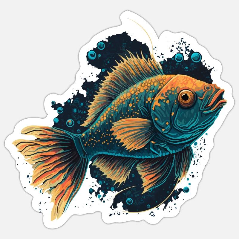 Poisson dans la mer - Sticker taille S (10 x 10 cm) - blanc mat