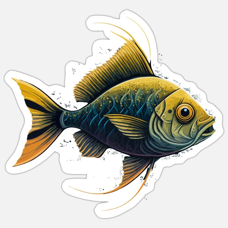 Yellow Fish Sticker size S (10 x 10 cm)