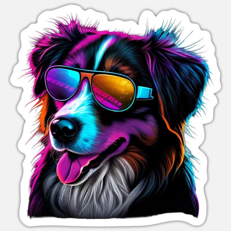 Australian Shepherd Dogs Australian Shepherds - Sticker Größe S (10 x 10 cm) - Mattweiß