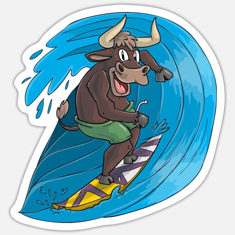 Surfing Taurus - Sticker size S (10 x 10 cm) - white matte