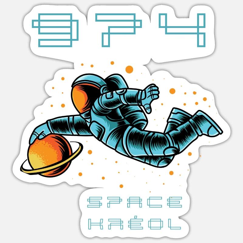 974 SPACE KRÉOL - Sticker Größe S (10 x 10 cm) - Mattweiß