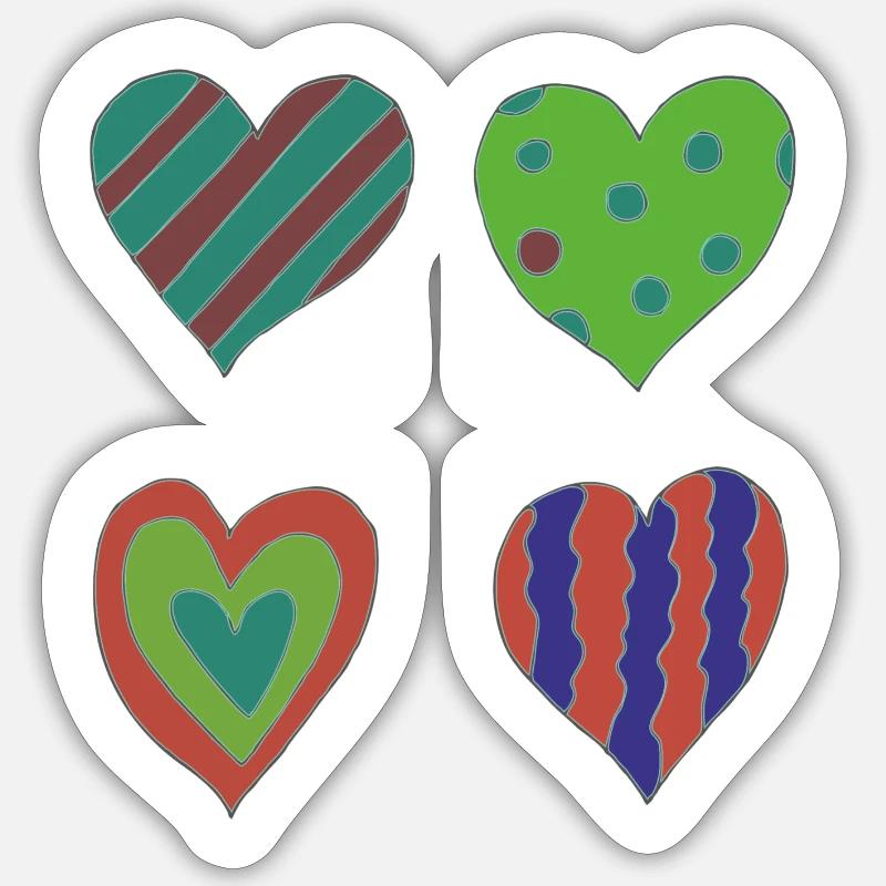 herzen variation - Sticker Größe S (10 x 10 cm) - Mattweiß