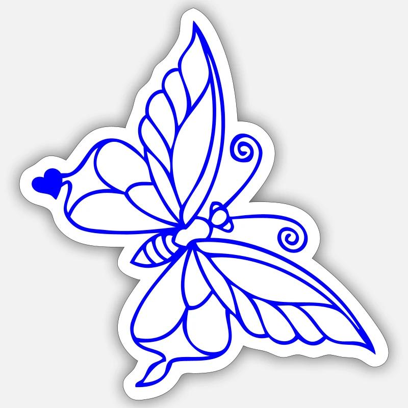 Papillon avec cœur - Sticker taille S (10 x 10 cm) - blanc mat