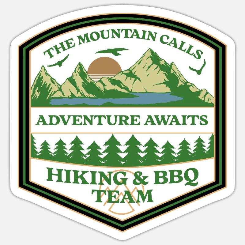 Wandern - BBQ - Abenteuer - Geschenk - Sticker Größe S (10 x 10 cm) - Mattweiß