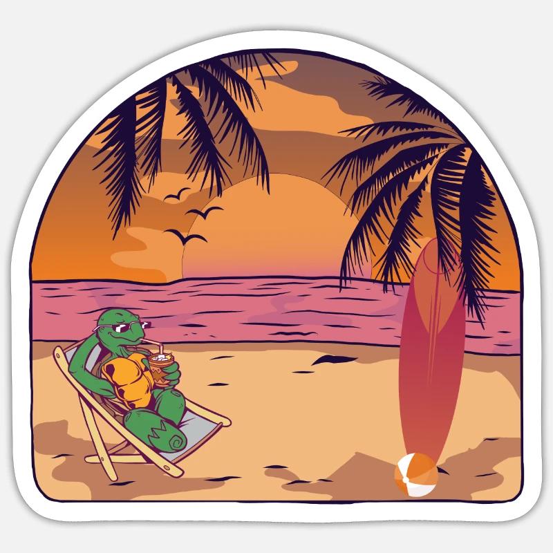 Chill Toad Beach Beach Surfing Leisure Sun Lazy Sticker size S (10 x 10 cm)