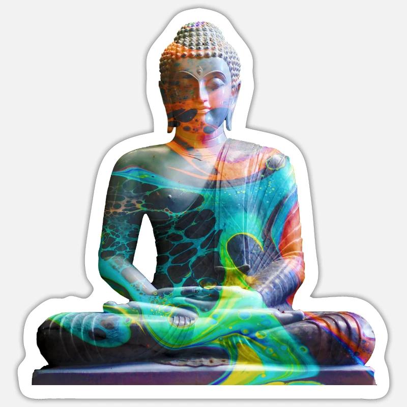 Bouddha Zen Multicolor Sticker taille S (10 x 10 cm)
