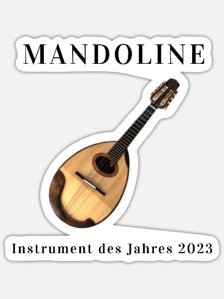Mandoline Instrument des Jahres (deutsche Mand.) - Sticker Größe S (10 x 10 cm) - Mattweiß