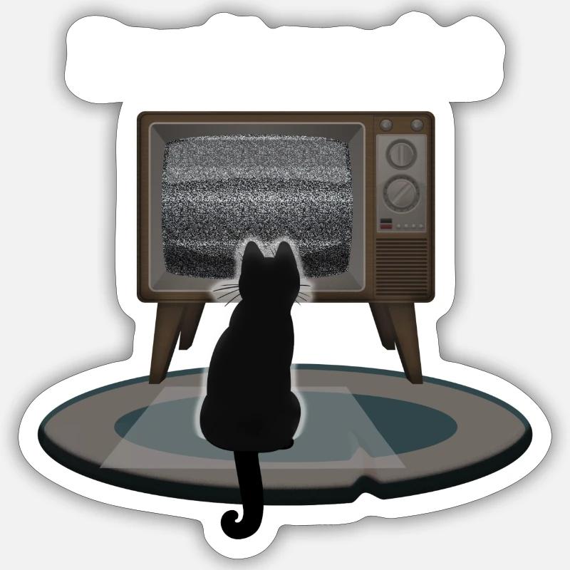 Poltergeist Katze - Sticker Größe S (10 x 10 cm) - Mattweiß