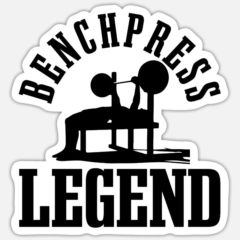 Benchpress Legend Fitnesstraining - Sticker Größe S (10 x 10 cm) - Mattweiß