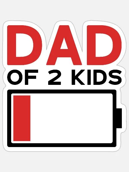 VADER VAN 2 KINDEREN - Sticker maat S (10 x 10 cm) - mat wit