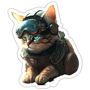 Futuristic cat - Sticker size S (10 x 10 cm) - white matte - Front