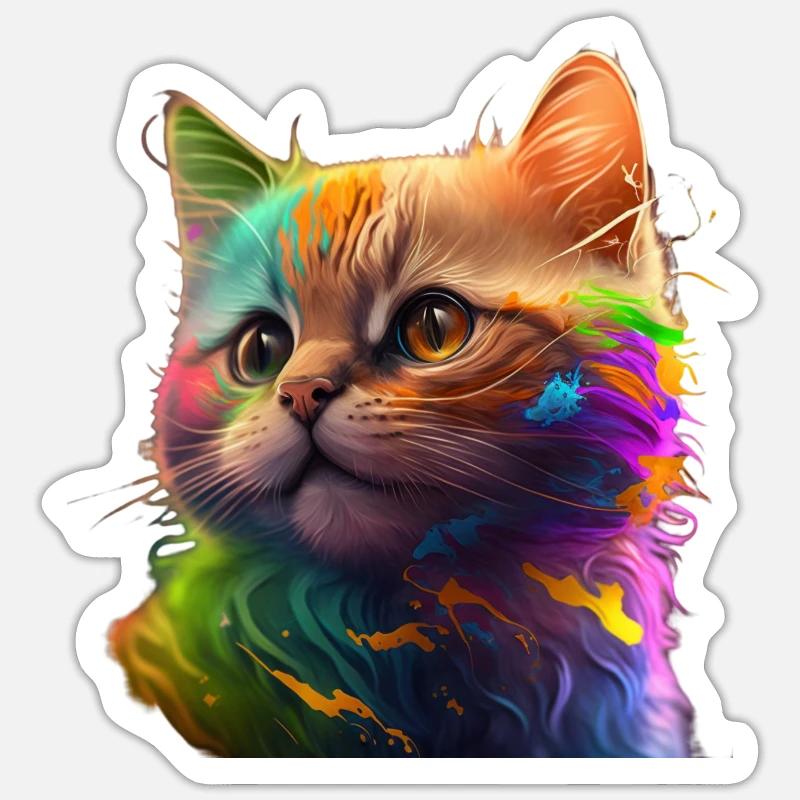 Mehrfarbige Katze Sticker Größe S (10 x 10 cm)