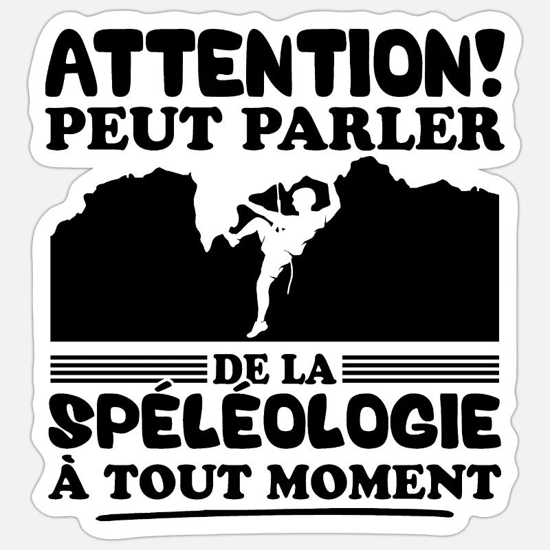 Parler de la spéléologie à tout moment - Sticker taille S (10 x 10 cm) - blanc mat
