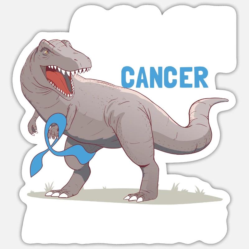Darmkrebs Bewusstsein Kinder Dinosaurier - Sticker Größe S (10 x 10 cm) - Mattweiß