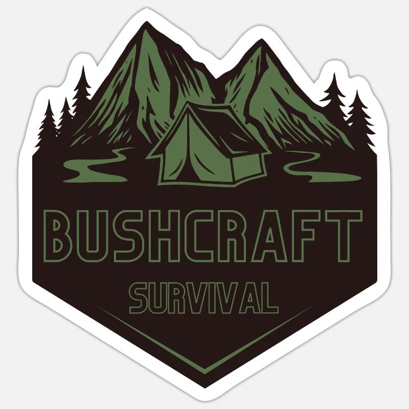 Survie en bushcraft - Sticker taille S (10 x 10 cm) - blanc mat