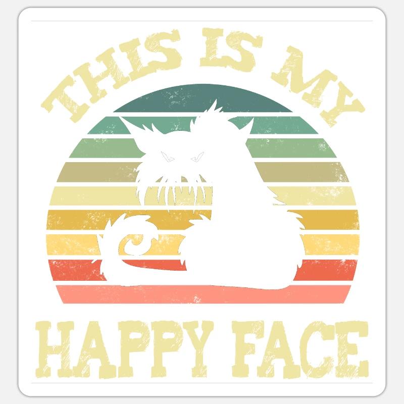 Chat grincheux - Sticker taille S (10 x 10 cm) - blanc mat