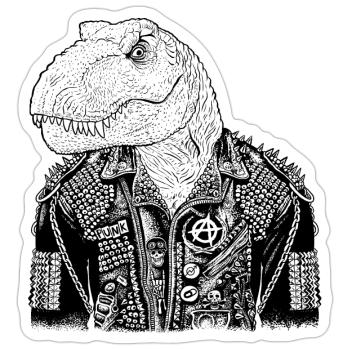 T-Rex Heavy - Sticker taille S (10 x 10 cm) - blanc mat - Devant