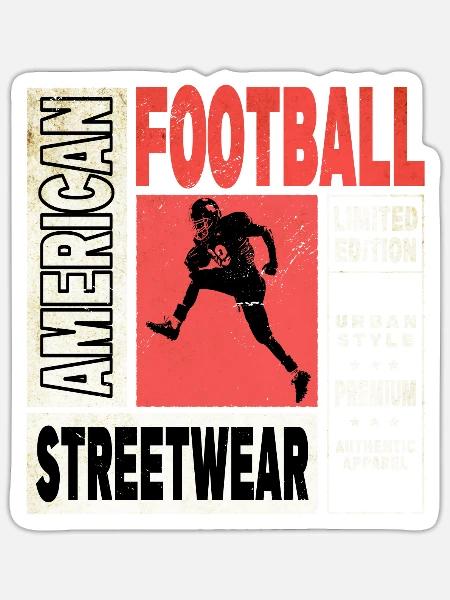 American Football Spieler Vintage Retro USA Sport - Sticker Größe S (10 x 10 cm) - Mattweiß
