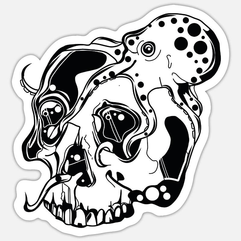 Skull // Octopus // Squid // Illustration Sticker size S (10 x 10 cm)