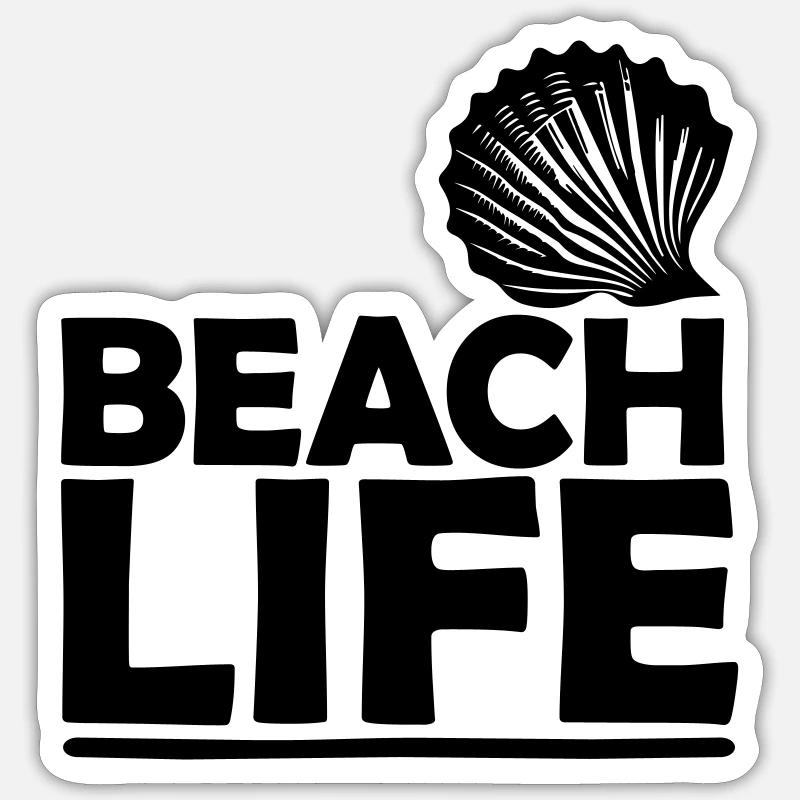 Strandleben - Sticker Größe S (10 x 10 cm) - Mattweiß