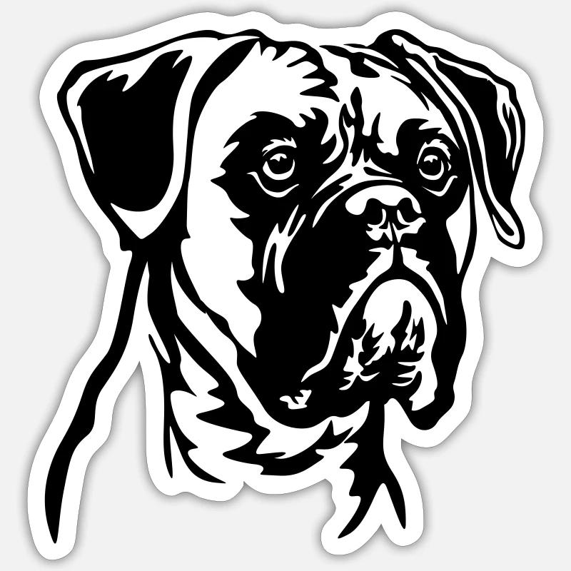 Boxer Kopf - Sticker Größe S (10 x 10 cm) - Mattweiß