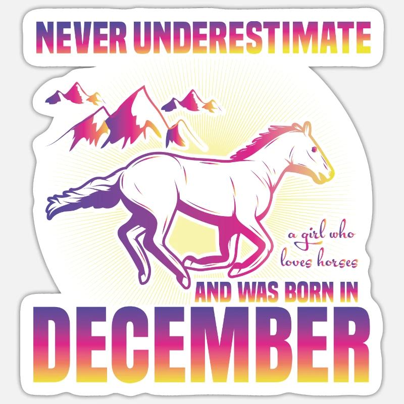 Dieses Mädchen liebt Pferde | Dezember - Sticker Größe S (10 x 10 cm) - Mattweiß