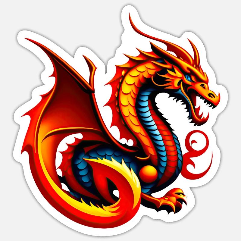 Dragon - Sticker taille S (10 x 10 cm) - blanc mat