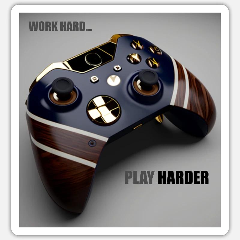 Game Controller Work Hard Gift Sticker size S (10 x 10 cm)