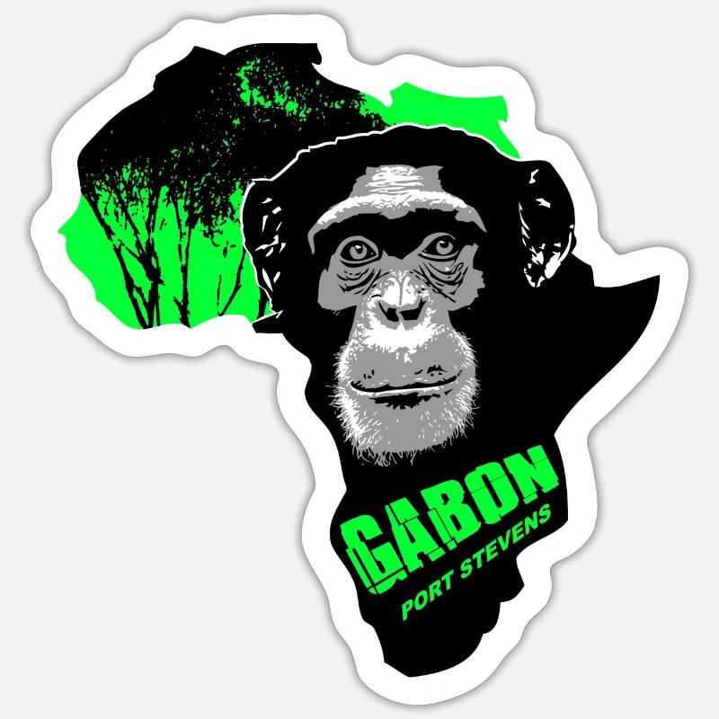 Gabon - Chimpanzee - Sticker size S (10 x 10 cm) - white matte