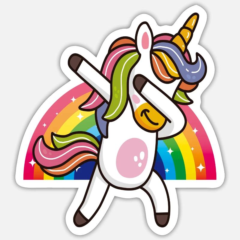 Einhorn süß Regenbogen - Sticker Größe S (10 x 10 cm) - Mattweiß