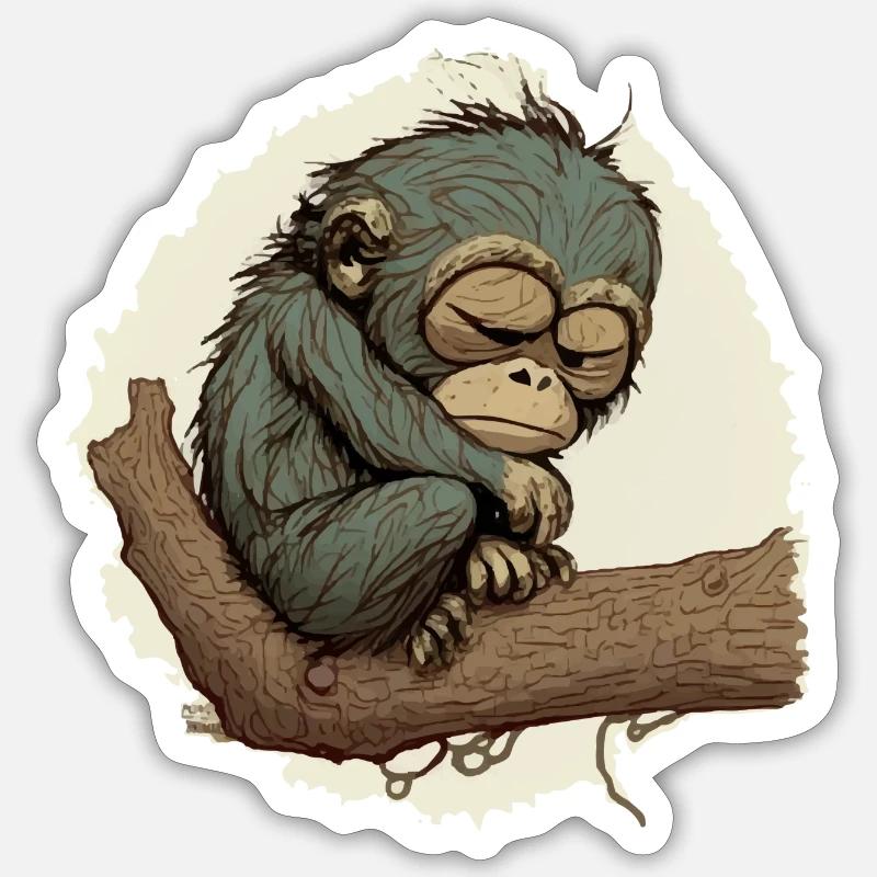 La sieste de Biki - Sticker taille S (10 x 10 cm) - blanc mat