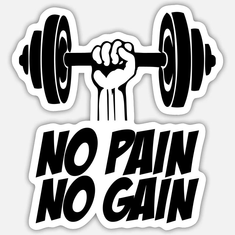 Hand Dumbbell Pain Gain - Sticker size S (10 x 10 cm) - white matte