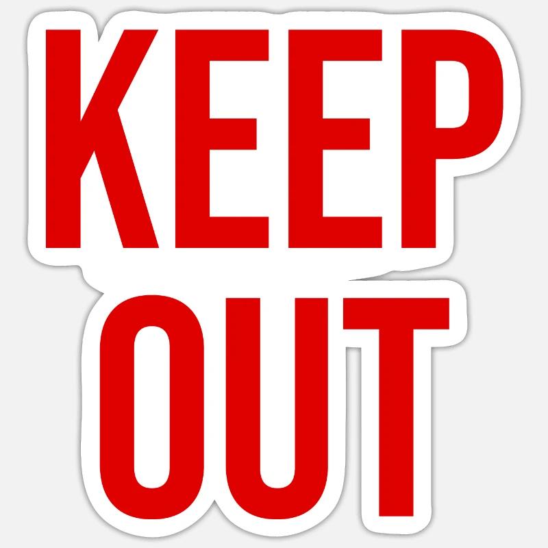 Keep out rouge - Sticker taille S (10 x 10 cm) - blanc mat