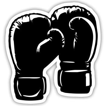 Gants de boxe Symbole Sports de boxe - Sticker taille S (10 x 10 cm) - blanc mat - Devant