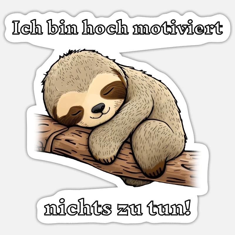 süßes Faultier schläft Geschenkidee - Sticker Größe S (10 x 10 cm) - Mattweiß