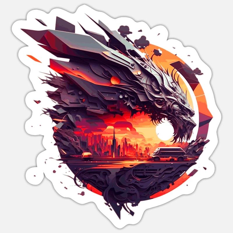 Voyage de science-fiction avec le campeur dans l’inconnu - Sticker taille S (10 x 10 cm) - blanc mat