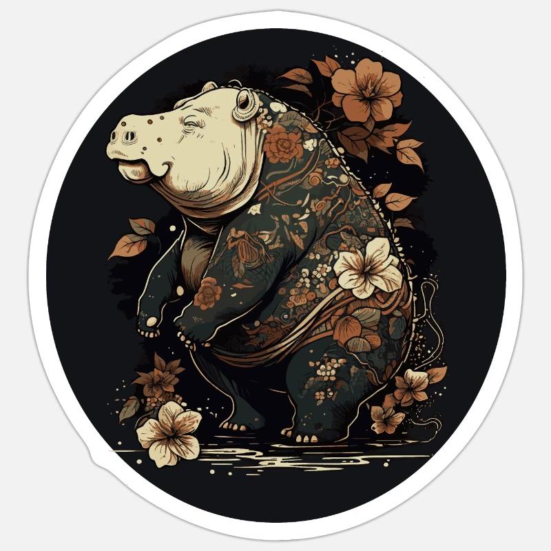 hippo 9 - Sticker taille S (10 x 10 cm) - blanc mat