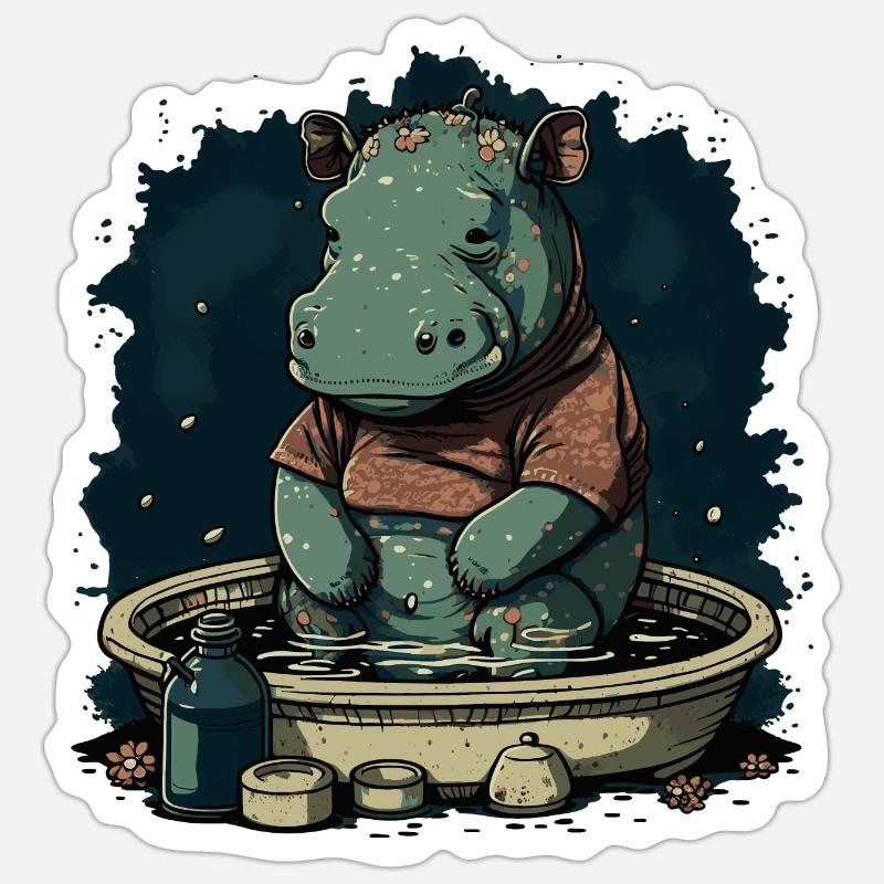 Hippo 4 - Sticker size S (10 x 10 cm) - white matte