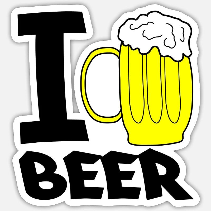 J’adore la bière - Sticker taille S (10 x 10 cm) - blanc mat