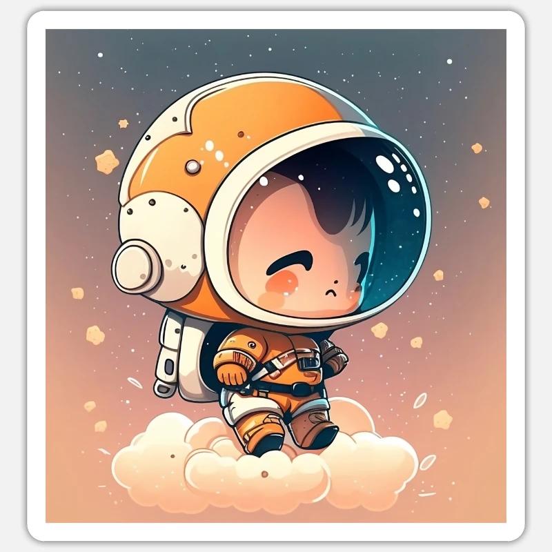 Niedlicher Chibi-Astronaut - Sticker Größe S (10 x 10 cm) - Mattweiß