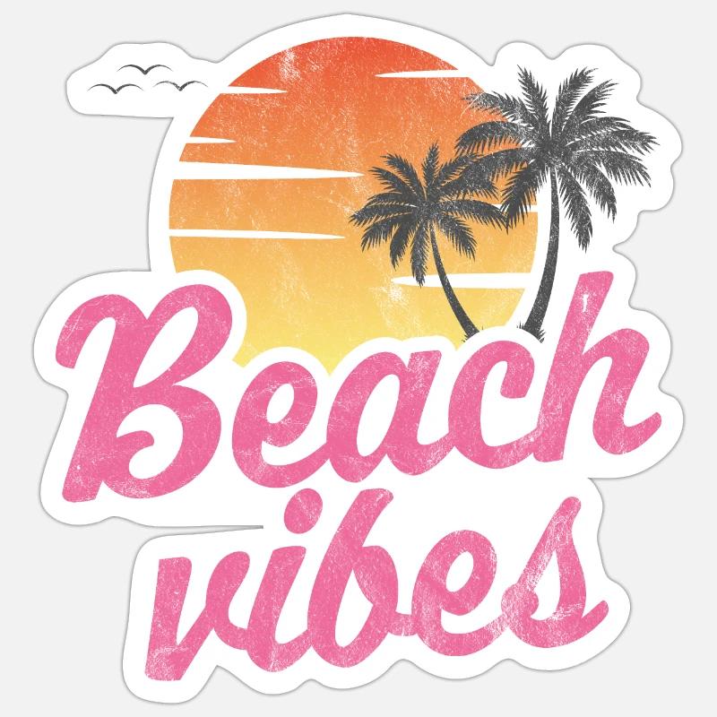 Vibrations de la plage - Sticker taille S (10 x 10 cm) - blanc mat