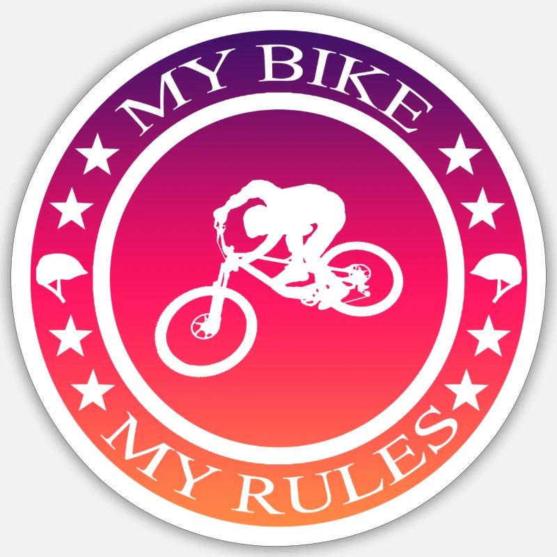 Biker Downhill Geschenk - Sticker Größe S (10 x 10 cm) - Mattweiß