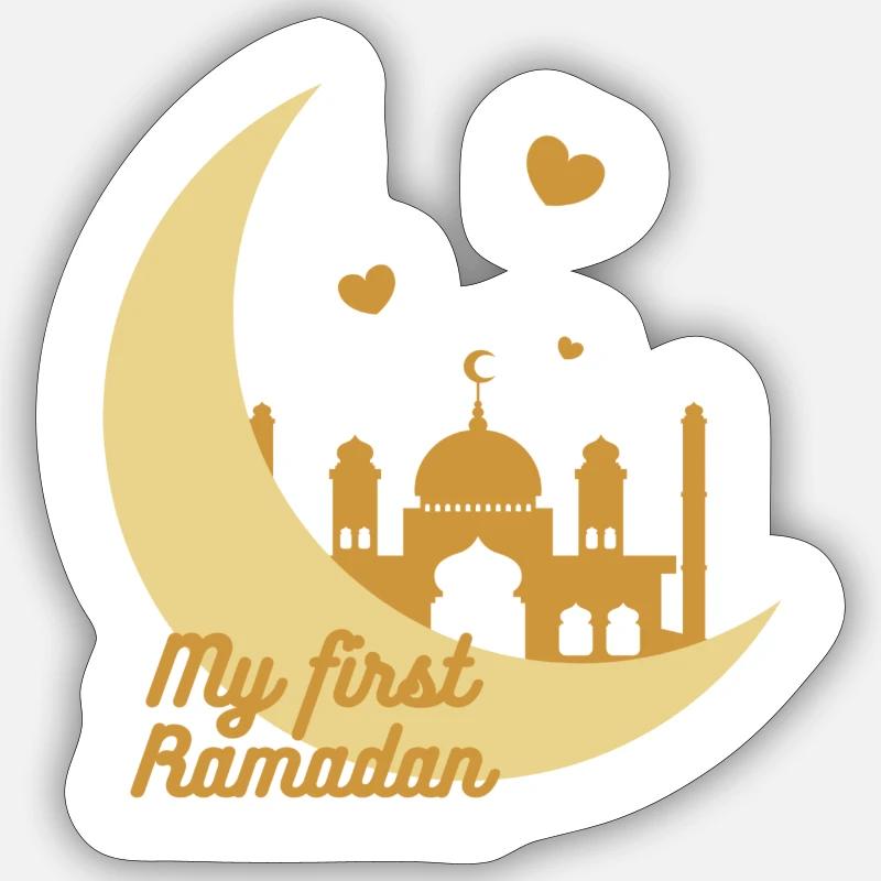 My first Ramadan/ 1. Eid /Muslim /Islam/Allah - Sticker Größe S (10 x 10 cm) - Mattweiß