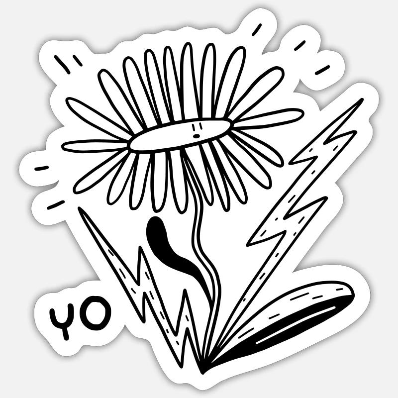 Fleur Electrique - Sticker taille S (10 x 10 cm) - blanc mat